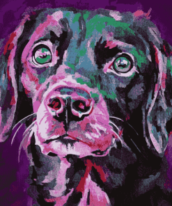 Pink and Black Puppy Diamond Painting