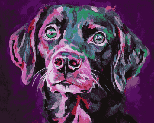 Pink and Black Puppy Diamond Painting