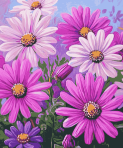 Pink and Purple Daisy Blossoms Diamond Painting