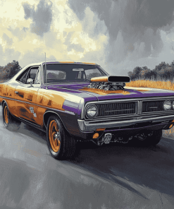 Plum Crazy Plymouth Roadrunner Diamond Painting