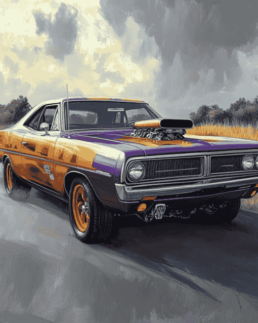 Plum Crazy Plymouth Roadrunner Diamond Painting