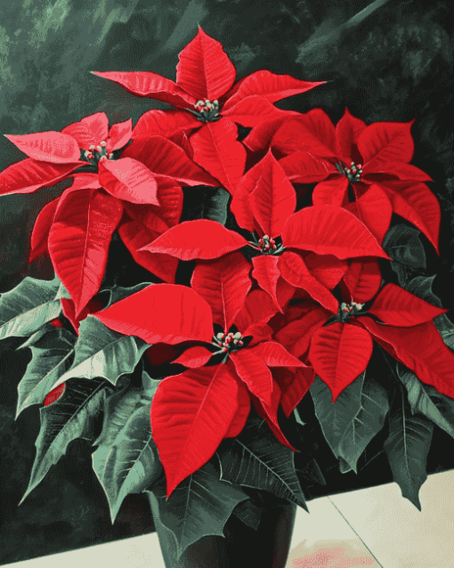 Poinsettia Blossoms Diamond Painting