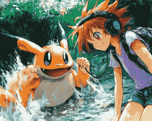 Pokemon Misty Ash Anime Diamond Painting