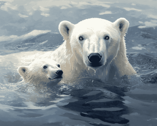 Polar Bear Swimming Diamond Painting