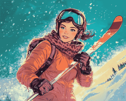 Pop Art Ski Girl Diamond Painting