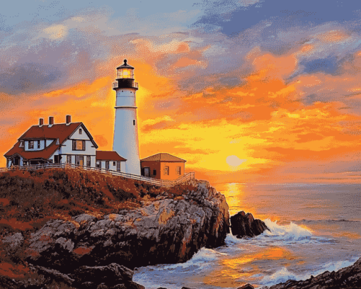 Portland Lighthouse Landscape Diamond Painting