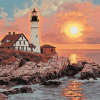 Portland Lighthouse Sunset Diamond Painting