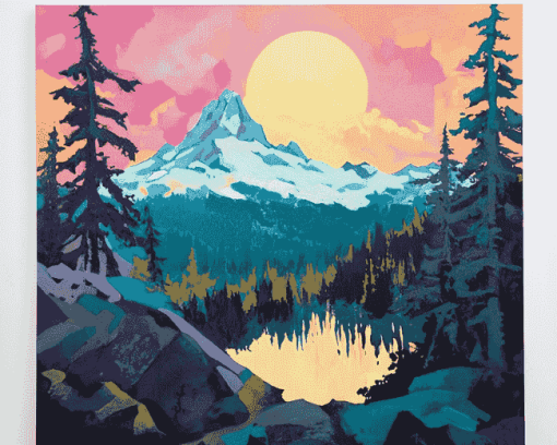 Portland Mountain Scenery Diamond Painting