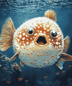 Puffer Fish Diamond Painting with Koi Carps