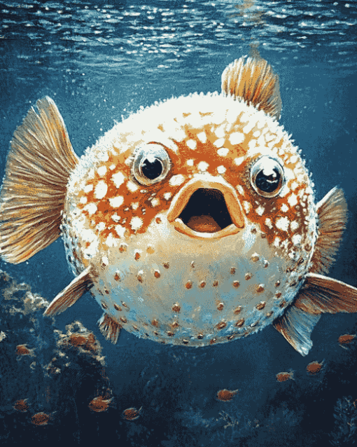 Puffer Fish Diamond Painting with Koi Carps