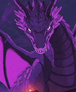 Purple Anime Dragon Fantasy Diamond Painting