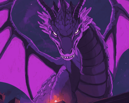 Purple Anime Dragon Fantasy Diamond Painting