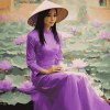 Purple Ao Dai Vietnamese Girl Diamond Painting