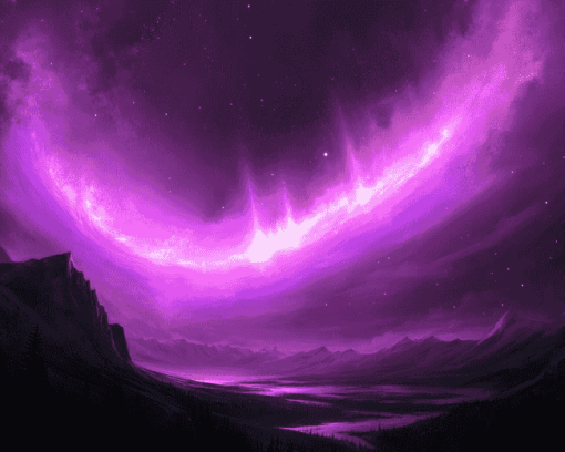 Purple Aurora Fantasy Landscape Diamond Painting