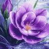 Purple Blossoms in Snow Diamond Painting