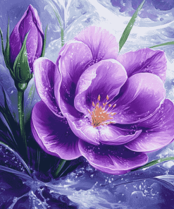 Purple Blossoms in Snow Diamond Painting