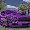 Purple Car Engines Diamond Painting