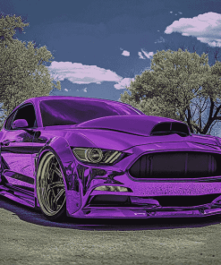 Purple Car Engines Diamond Painting