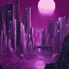 Purple City Skyline Diamond Painting