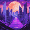 Purple Cityscape Diamond Painting