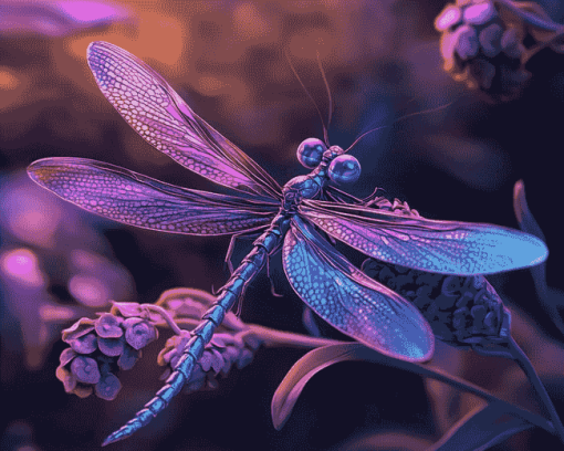 Purple Dragonfly Blue Insect Diamond Painting