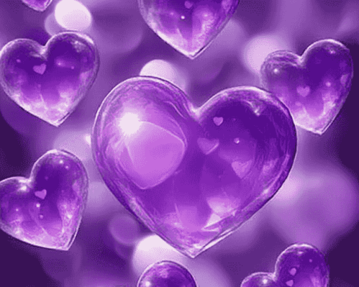 Purple Hearts Diamond Painting