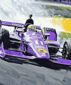 Purple Indy Car Racing Diamond Painting