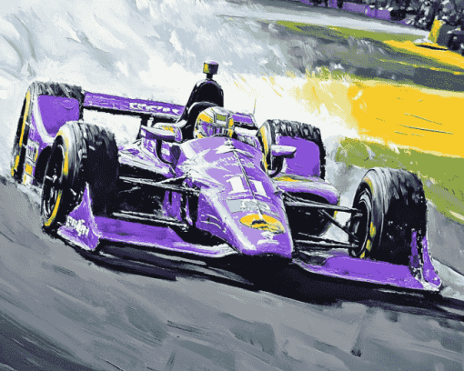 Purple Indy Car Racing Diamond Painting