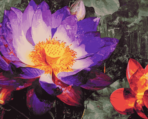 Purple Lotus Blossoms Diamond Painting