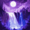 Purple Moonlight Waterfalls Diamond Painting