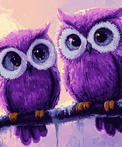 Purple Owl Animation Diamond Painting