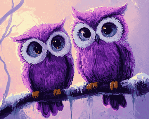 Purple Owl Animation Diamond Painting