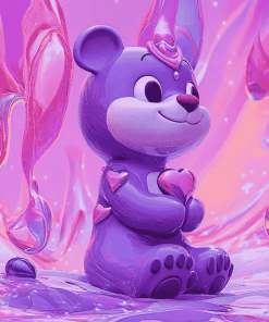 Purple Share Bear Animation Diamond Painting