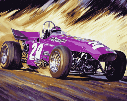 Purple Sprint Car Excitement Diamond Painting