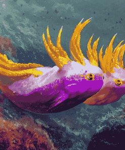 Purple Yellow Sea Slug Diamond Painting