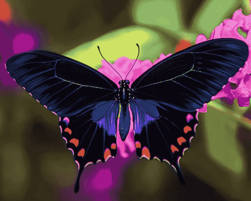 Purple and Black Butterfly Diamond Painting