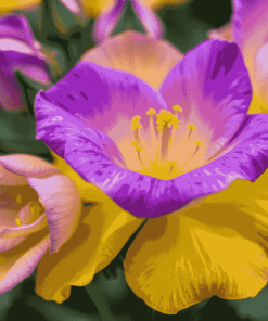 Purple and Yellow Floral Blossoms Diamond Painting