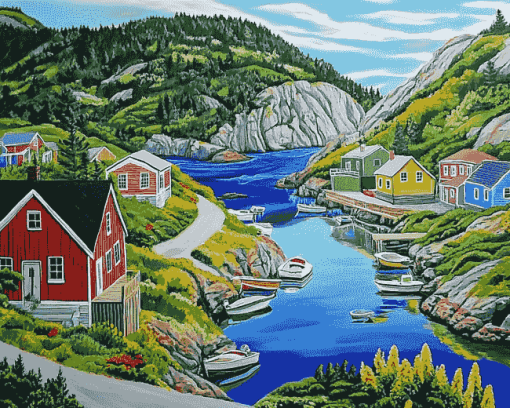 Quidi Vidi River Landscape Diamond Painting