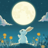 Rabbit and Moon Diamond Painting