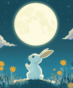 Rabbit and Moon Diamond Painting