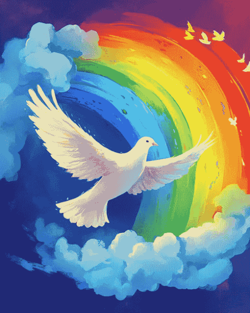 Rainbow Dove Animation Diamond Painting