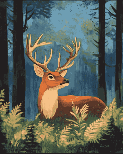 Rainy Day Deer Diamond Painting