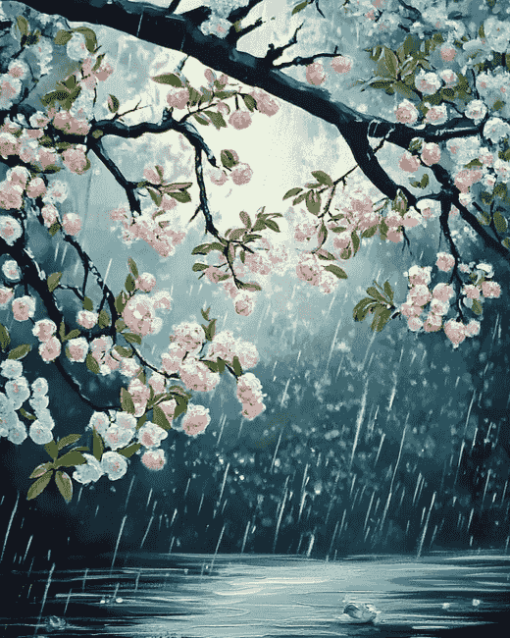 Rainy Spring Landscape Diamond Painting