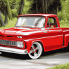 Red 64 Chevy Stepside Truck Diamond Painting