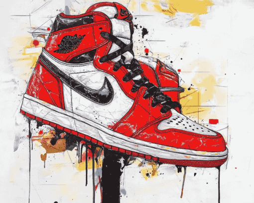 Red Air Jordan Sneakers Diamond Painting