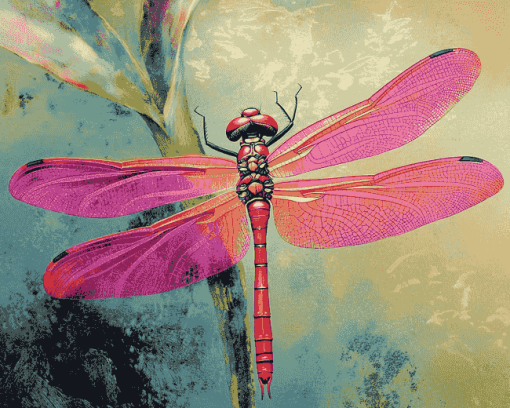 Red Dragonfly Insect Diamond Painting