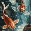 Red Drums and Koi Carps Diamond Painting