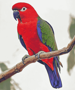 Red Eclectus Colorful Birds Diamond Painting