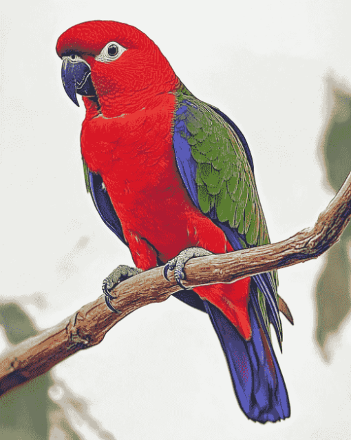 Red Eclectus Colorful Birds Diamond Painting