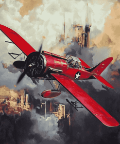 Red Fokkerdi Aircraft Diamond Painting